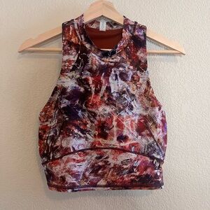 LULULEMON Everlux And Mesh Cropped Tank Urbanstricity Multi Terracotta Size 8